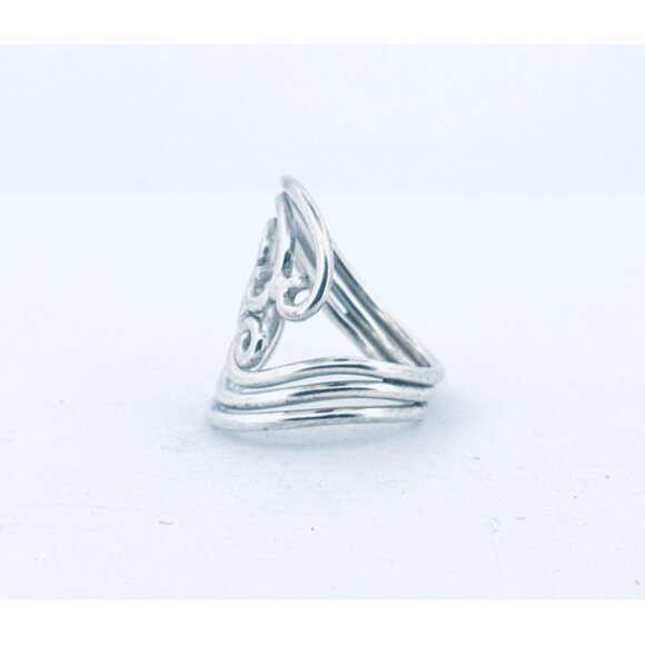 Estate Vintage 925 Sterling Silver Triple Swirl Statement Ring Size 7, 8.2g - Picture 4 of 10